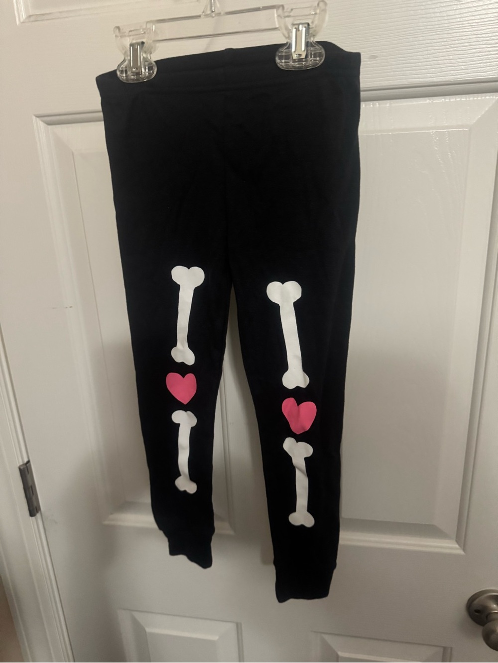 Black Kids Leggings with White Bones & Pink Hearts 4T Carters